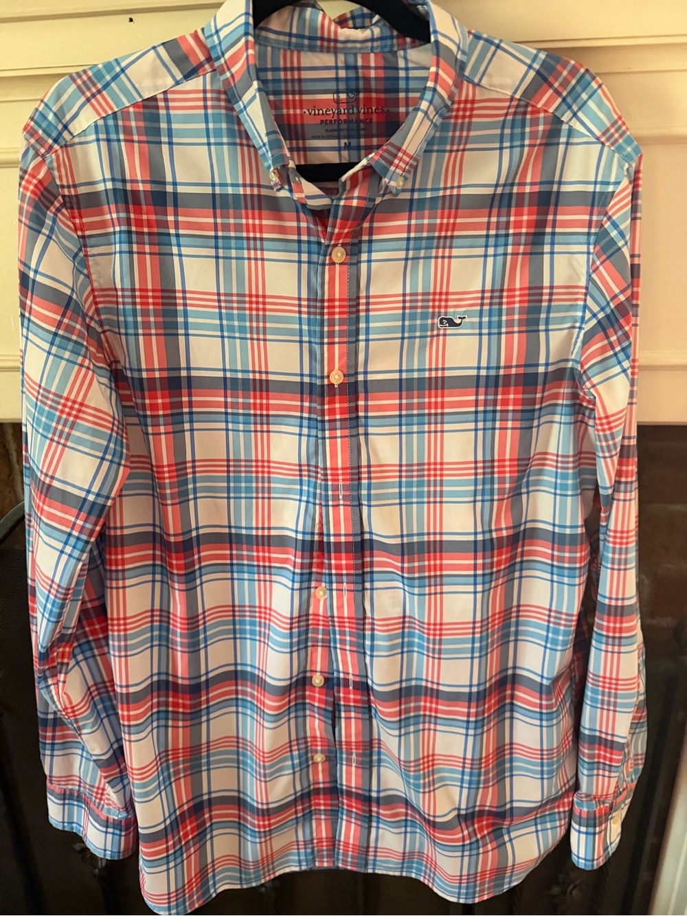 Vineyard Vines Blue, Red & White Plaid Button-Down Shirt